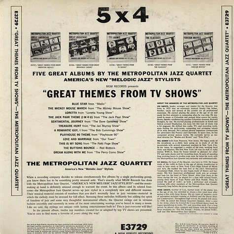 Metropolitan Jazz Quartet - The Great Themes From TV Shows