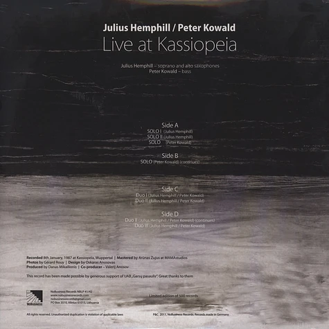 Julius Hemphill & Peter Kowald - Live At Kassiopeia
