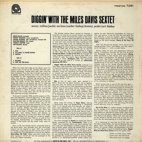 Miles Davis - Diggin' With The Miles Davis Sextet