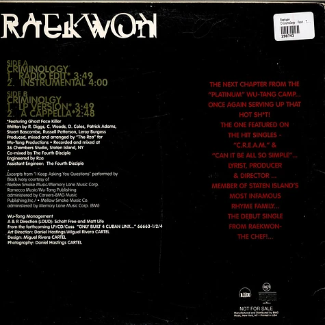 Raekwon Featuring Tony Starks, Ghostface Killah - Criminology