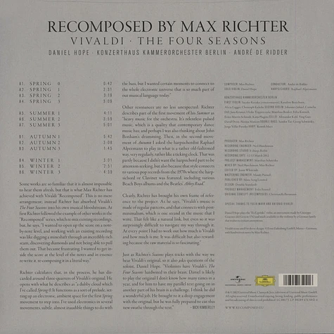 Richter / Hope / KKOB / de Ridder - Recomposed by Max Richter: Vivaldi & Four Seasons