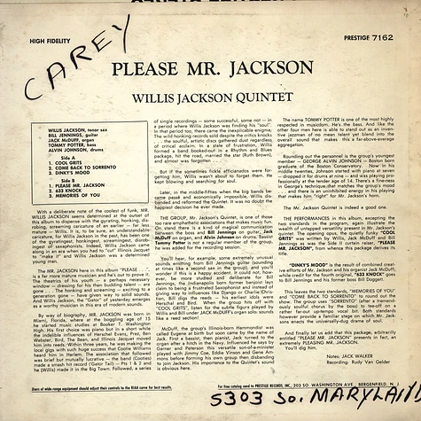 Willis Jackson Quintet - Please Mr. Jackson