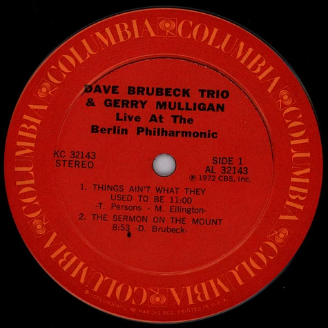 The Dave Brubeck Trio Featuring Gerry Mulligan - Live At The Berlin Philharmonic