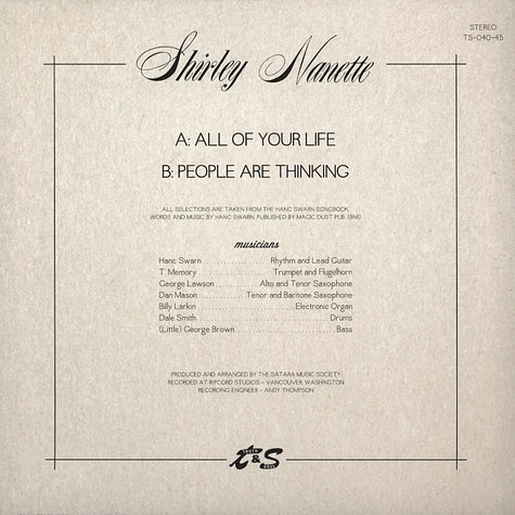 Shirly Nanette - All Of Your Life / People Are Thinking