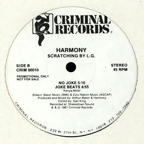 Harmony - Dance To The Drums / No Joke