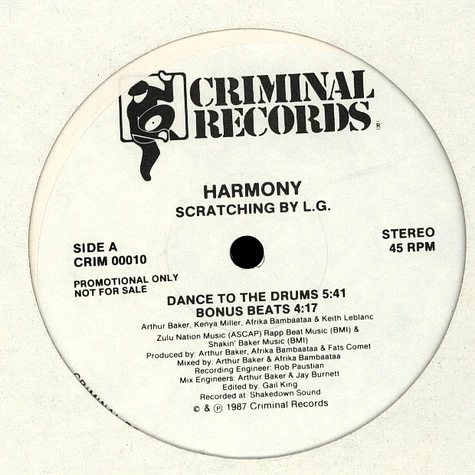 Harmony - Dance To The Drums / No Joke