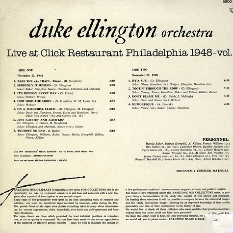 Duke Ellington And His Orchestra - Live At Click Restaurant Philadelphia 1949 - Vol. 1