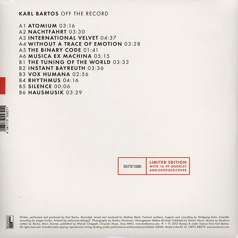 Karl Bartos - Off The Record Limited Edition