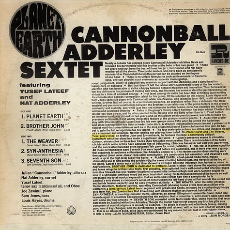 Cannonball Adderley Sextet - Planet Earth