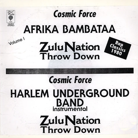 Afrika Bambaataa, Zulu Nation, Cosmic Force / Harlem Underground Band - Zulu Nation Throw Down