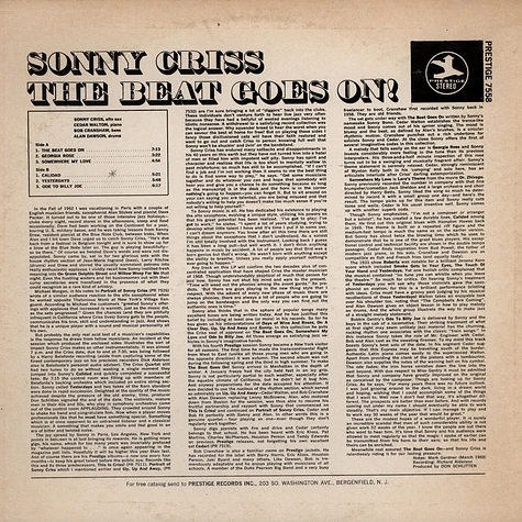 Sonny Criss - The Beat Goes On!