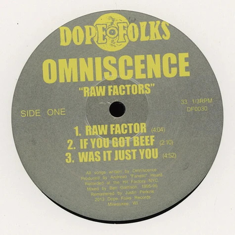 Omniscence - Raw Factors Volume 1