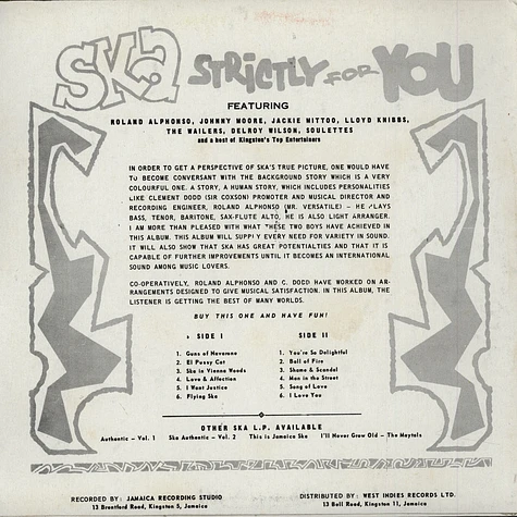 V.A. - Sir Coxsone Selects While Roland Alphonso Plays Ska Strictly For You