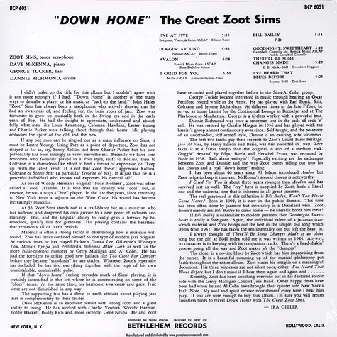 Zoot Sims - Down Home