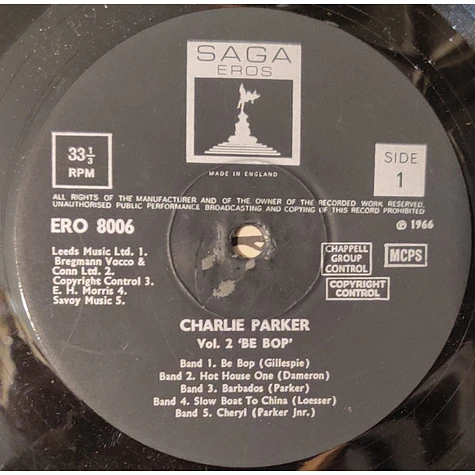 Charlie Parker - Vol 2 Be Bop