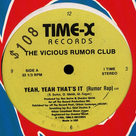 Vicious Rumor Club - Yeah, Yeah That's It (Rumor Rap)