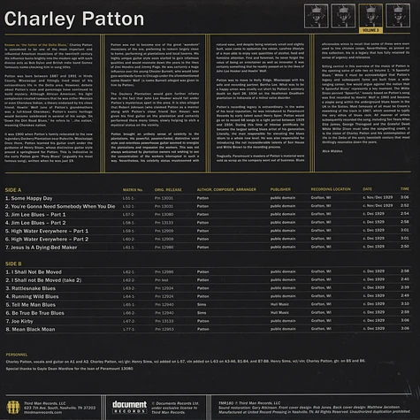 Charley Patton - Complete Recorded Works in Chronological Order Volume 3