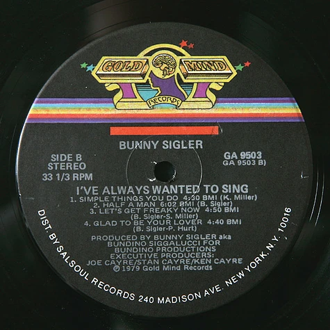 Bunny Sigler - I've Always Wanted To Sing...Not Just Write Songs