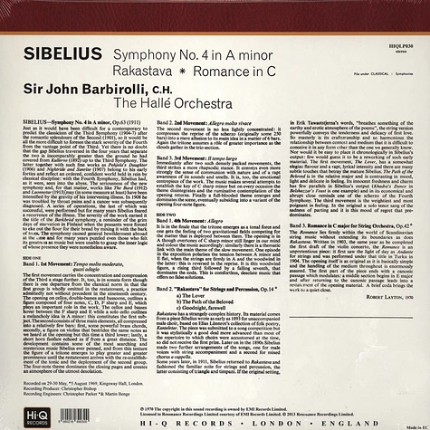 Barbirolli / Halle Orchestra - Sibelius Sym 4