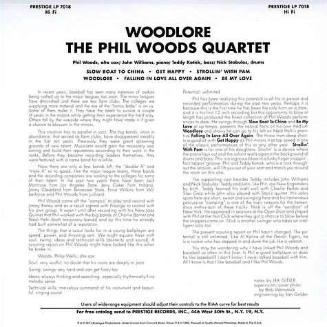 Phil Woods Quartet - Woodlore 200g Vinyl Edition
