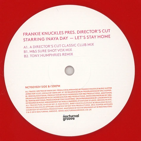 Frankie Knuckles Presents Directors Cut - Lets Stay Home feat. Inaya Day