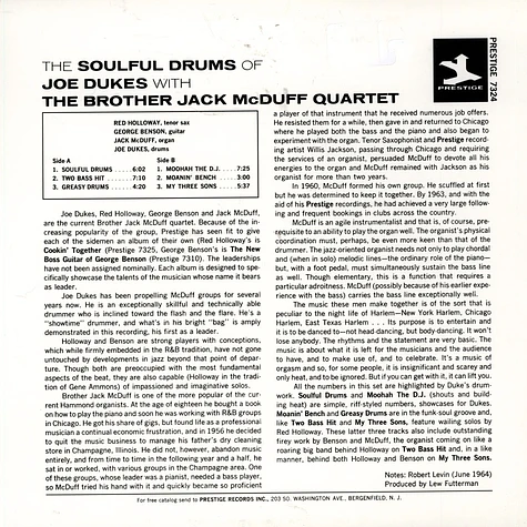 Joe Dukes With The Brother Jack McDuff Quartet - The Soulful Drums Of Joe Dukes With The Brother Jack McDuff Quartet