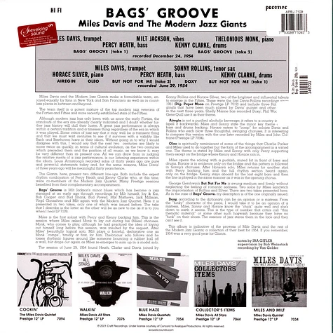 Miles Davis - Bags Groove 200g Vinyl Edition