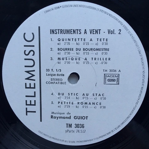 Raymond Guiot - Instruments A Vent - Volume 2