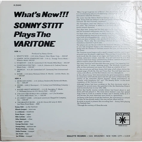 Sonny Stitt - What's New!!! Sonny Stitt Plays The Varitone