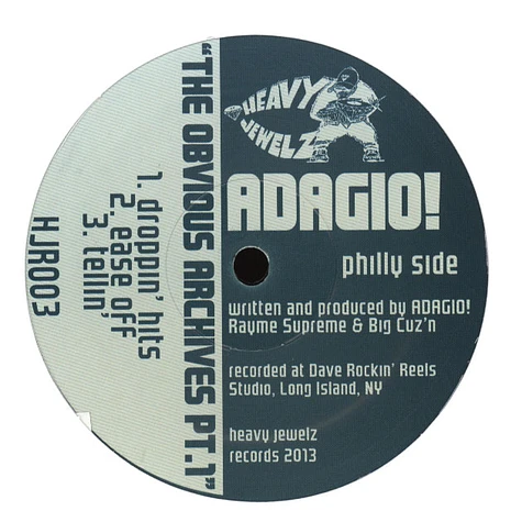 Adagio - The Obvious Archives EP Part 1 Black Vinyl Version