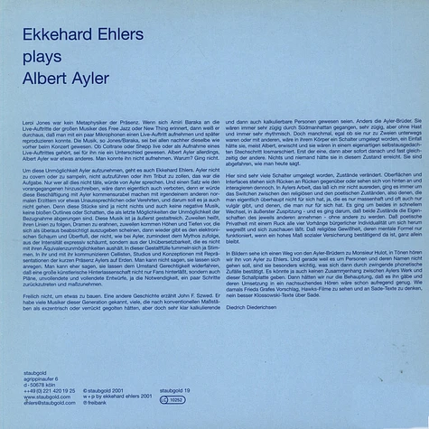 Ekkehard Ehlers - Plays Albert Ayler