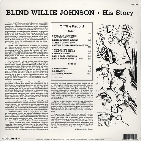 Blind Willie Johnson - His Story