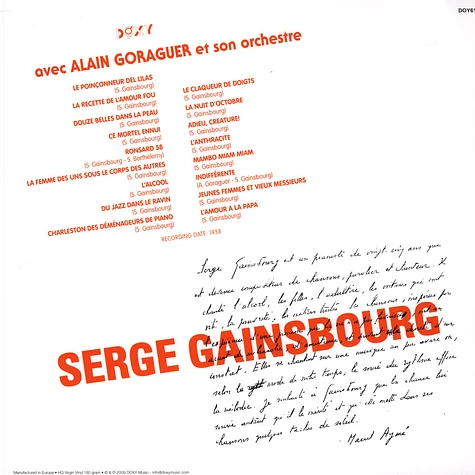 Serge Gainsbourg Avec Alain Goraguer Et Son Orchestre - Du Chant À La Une !... Volume 1 & 2