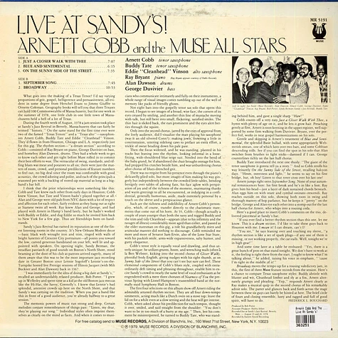 Arnett Cobb And The Muse All Stars - Live At Sandy's!