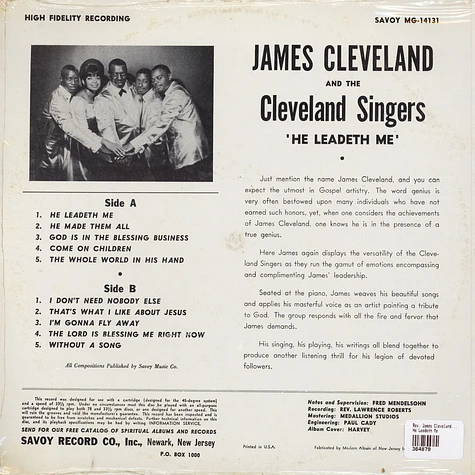 Rev. James Cleveland And The Cleveland Singers - He Leadeth Me