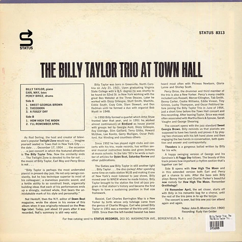 Billy Taylor Trio - The Billy Taylor Trio At Town Hall