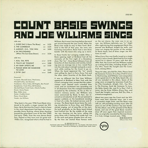 Count Basie, Joe Williams - Count Basie Swings And Joe Williams Sings