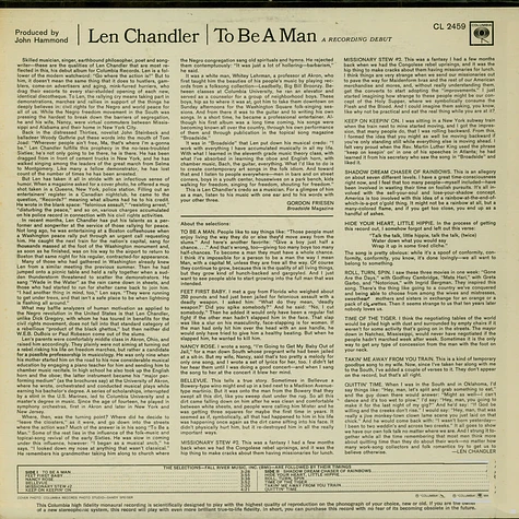 Len Chandler - To Be A Man A Recording Debut