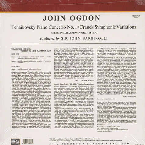 Ogdon / Barbirolli / Philharmonia Orchestra - Tchaikovsky / Piano Concerto No.1
