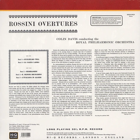 Davis / RPO - Rossini / Overtures