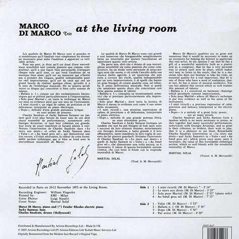 Marco Di Marco Trio - At The Living Room