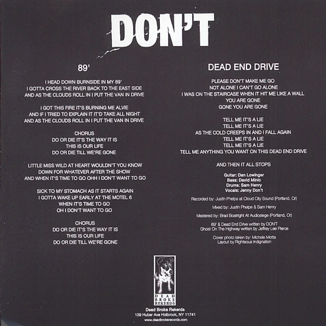 Don't - 89 / Dead End Drive