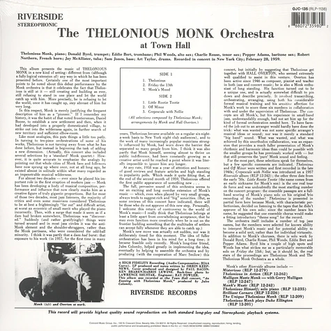 Thelonious Monk Orchestra - At Town Hall Back To Black Edition