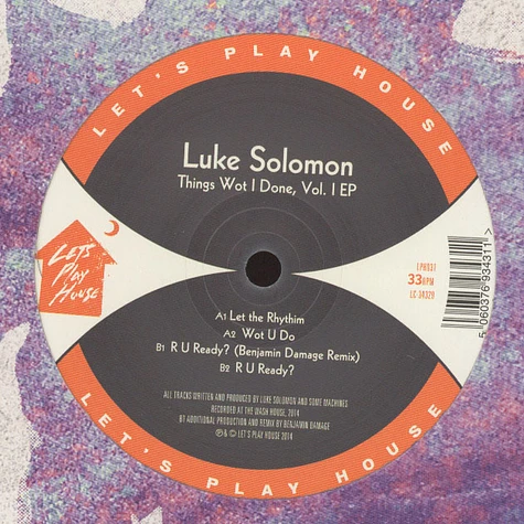Luke Solomon - Things Wot I Done, Volume 1 EP