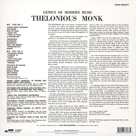 Thelonious Monk - Genius Of Modern Music Volume 1