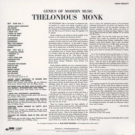 Thelonious Monk - Genius Of Modern Music Volume 1