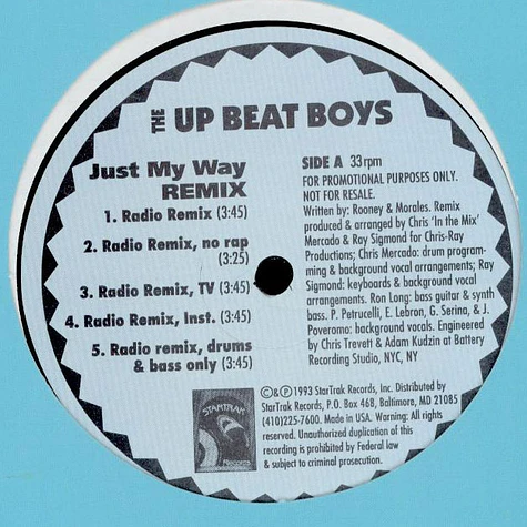 The Up Beat Boys - Just My Way (Remix)