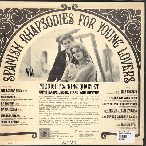 Midnight String Quartet - Spanish Rhapsodies For Young Lovers
