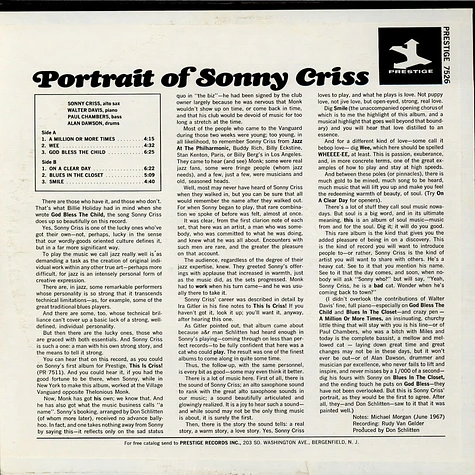 Sonny Criss - Portrait Of Sonny Criss