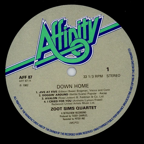 Zoot Sims Quartet - Down Home